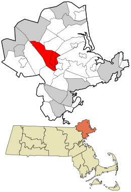 Location in Essex County and the state of Massachusetts.