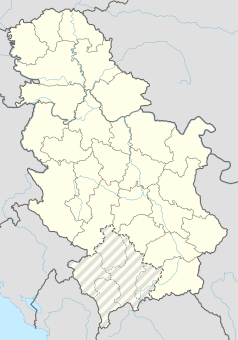 Mapa konturowa Serbii, w centrum znajduje się punkt z opisem „Topola”