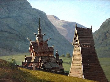 Borgund Stave Church, Martinus Rørbye, Ny Carlsberg Glyptotek, København, 1833