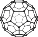 A schematic depiction of a Buckminsterfullerene molecule