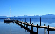 View across the Chiemsee with the Chiemgau Alps in the background