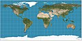 Image 11 Equirectangular projection Map: Strebe, using Geocart The equirectangular projection is a simple map projection attributed to Marinus of Tyre, who Ptolemy claims invented the projection about AD 100. The projection maps meridians to vertical straight lines of constant spacing, and circles of latitude to horizontal straight lines of constant spacing. The projection is neither equal area nor conformal. Because of the distortions introduced by this projection, it has few applications beyond base imagery to be reprojected to some more useful projection. More selected pictures