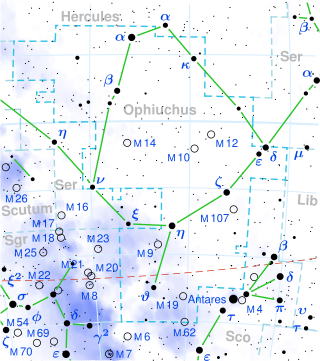 <span class="mw-page-title-main">71 Ophiuchi</span> Giant star in the constellation of Ophiuchus