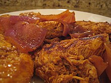 Peruvian adobo
chicken made from dried aji panca
(yellow lantern chili, Capsicum chinense) Peruvian adobo chicken.JPG