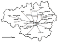 A map showing the contingents sent to the Peterloo Massacre. PNG format.