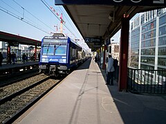 Rame du RER C à la gare d'Issy-Val de Seine.