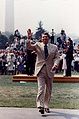 Reagan walking back to the White House after an awards ceremony on the South Lawn