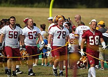 Washington Redskins offensive linemen at a training camp. Redskins oline training2011.jpg