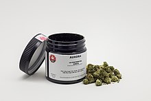 Example of a container and the recreational cannabis purchase in Canada Cannabis Indica 01.jpg