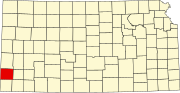 Map of Kansas highlighting Stanton County