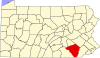 State map highlighting Lancaster County