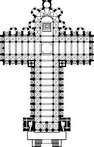 Planul Catedralei din Santiago de Compostela în formă de cruce latină