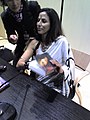 Author Shobha De signing copies of her book at the Frankfurt Book Fair 2006.