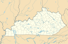 Mapa konturowa Kentucky, na dole nieco na prawo znajduje się punkt z opisem „Burnside”