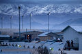 Airmen take a photo opportunity of the surrounding mountains from a staircase (Dec. 2008)