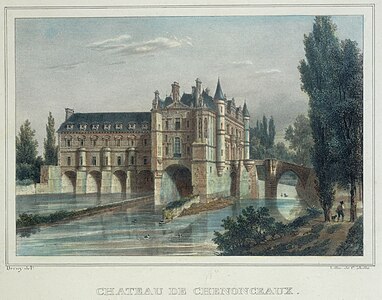 Château de Chenonceau, d'après Isidore Laurent Deroy (coloriée)