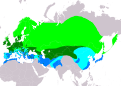 Distribución de Emberiza schoeniclus