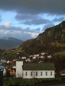 View of the Hjelmeland Church