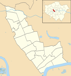 Mapa konturowa gminy Kensington and Chelsea, w centrum znajduje się punkt z opisem „Pałac Kensington”