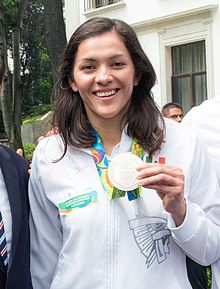 Taekwondo practitioner Maria Espinoza has won a complete set of medals at the Olympics for Mexico. Maria Espinoza 2016.jpg