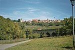 Vy över Rothenburg från floden Tauber