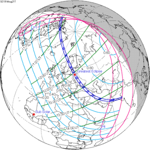 Солнечное затмение 21 августа 1914 года