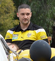 Grigg during the 2017 AFL Grand Final parade Shaun Grigg GFP17.jpg