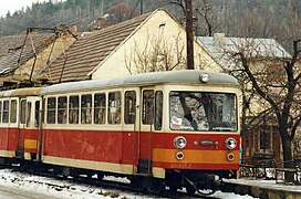 Trenčianska Teplá, Electric railway to Trenčianske Teplice , Czechoslovakia. March 1992.jpg