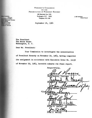 <span class="mw-page-title-main">Warren Commission</span> Investigation into JFKs death