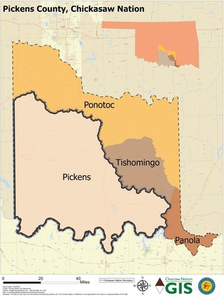 <span class="mw-page-title-main">Pickens County, Chickasaw Nation</span> Political subdivision of Chickasaw Nation