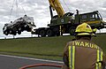 mobile crane lifting a tank truck (Japan)