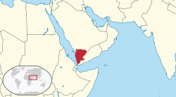 Location of North Yemen in red