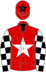 Red, White star, Black and White check sleeves, Red cap, Black star