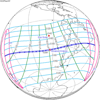 <span class="mw-page-title-main">Solar eclipse of January 16, 2075</span> Total eclipse