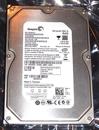 <span class="mw-page-title-main">Hard disk drive</span> Electro-mechanical data storage device