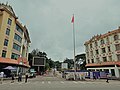 Border crossing into Pang Hseng, Myanmar, from Wanding, with the Chinese checkpoint in the building on the left.