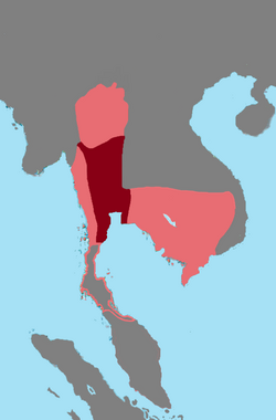 The Ayutthaya Kingdom's sphere of influence in 1605, following the military campaigns of King Naresuan.[1]