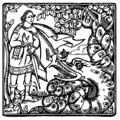 Image 24Engraving of a fairy tale scene, featuring Prince Charming (Făt-Frumos) and a dragon (zmeu). (from Culture of Romania)