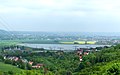 Blick auf Niederwartha und Stausee von der Straße nach Weistropp aus