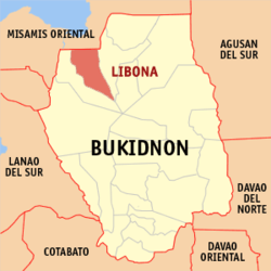 Mapa ng Bukidnon na nagpapakita sa lokasyon ng Libona.