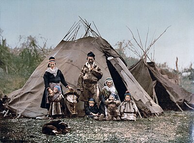 'n Samigesin in Lapland, Noorweë, ca. 1900.