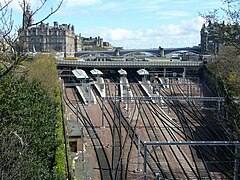 Waverley station viewed from East Princes Street Gardens