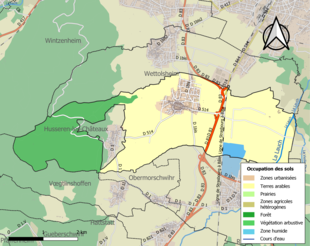 Carte en couleurs présentant l'occupation des sols.