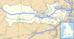 Mapa konturowa Berkshire, u góry po prawej znajduje się punkt z opisem „Zamek w Windsorze”