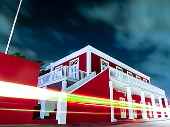 Censo, Population Registry and City Hall, former Hotel Columbia in Oranjestad. Built 1918 Photograph: Photokid17 Licensing: CC-BY-SA-3.0