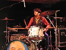 James playing drums for of Montreal in San Francisco, February 2007. JHuggins.jpg