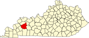 Map of Kentucky highlighting Hopkins County