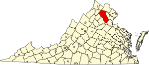 Map of Virginia highlighting Fauquier County