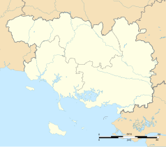 Mapa konturowa Morbihan, u góry znajduje się punkt z opisem „Saint-Thuriau”