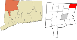 Hartland's location within the Northwest Hills Planning Region and the state of Connecticut